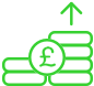green coins and pound sign icon