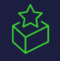 green box with star on top icon on dark blue background