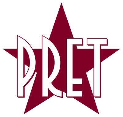 The PRET A MANGER logo, in colour. The word PRET against a maroon coloured star