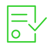 Document icon with a tick overlaid.