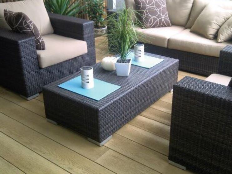 Garden furniture on timbered outdoor space