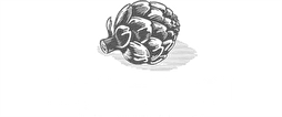 A white and grey graphic of an artichoke with the words "Arthur David, Food with Service" written underneath in white against a black background
