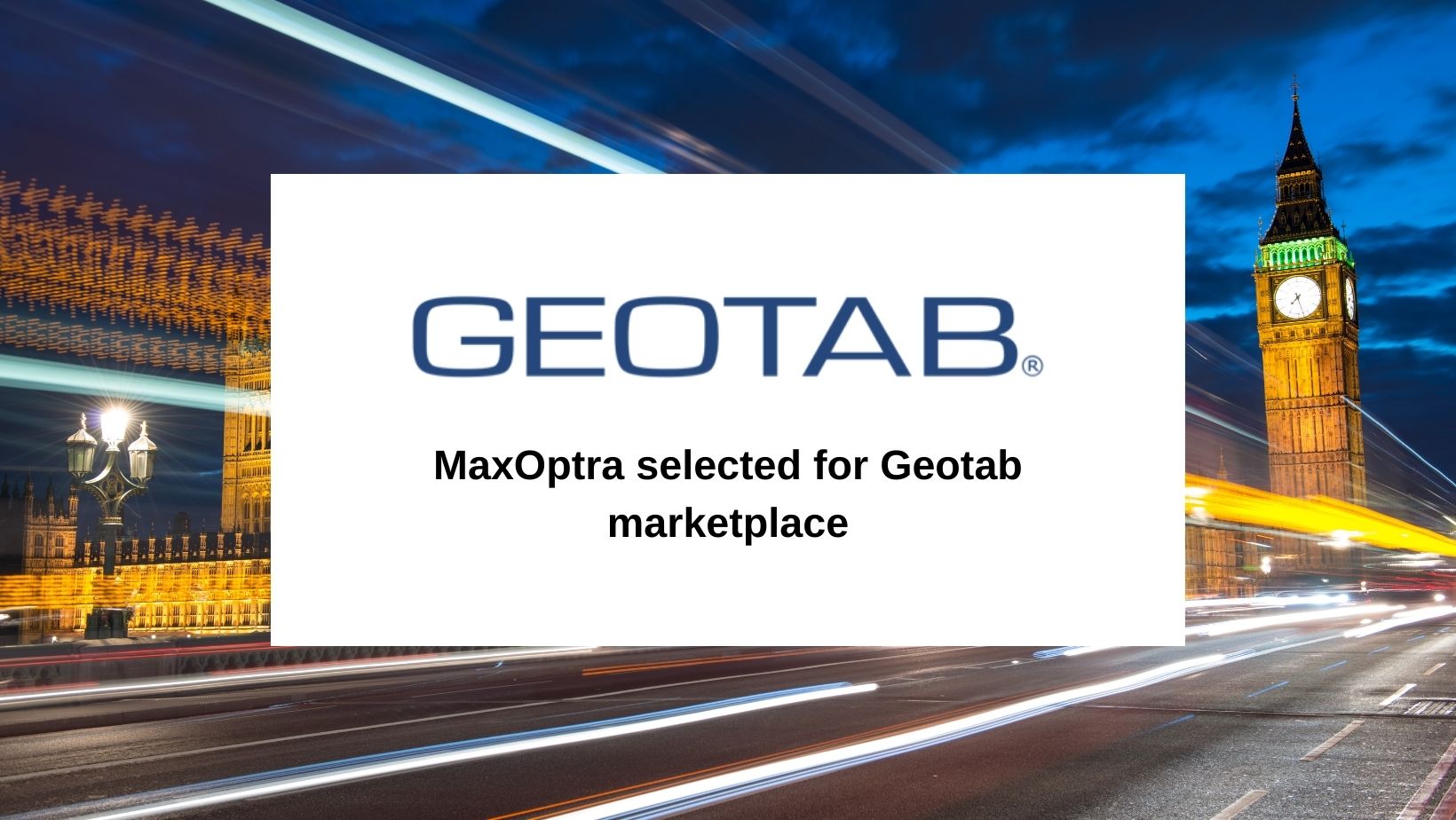  MaxOptra selected for Geotab marketplace 