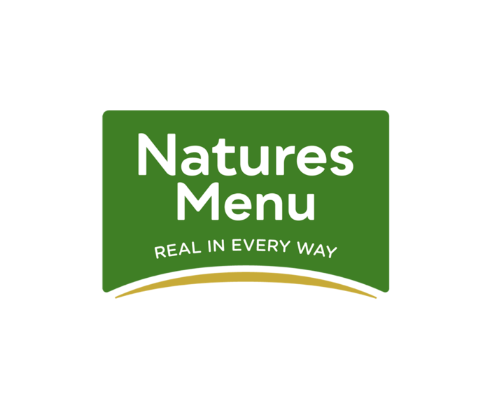 A Natures Menu logo in green with the tagline "Real in every way" underneath