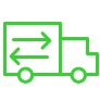 Lorry with to and from arrows icon in green
