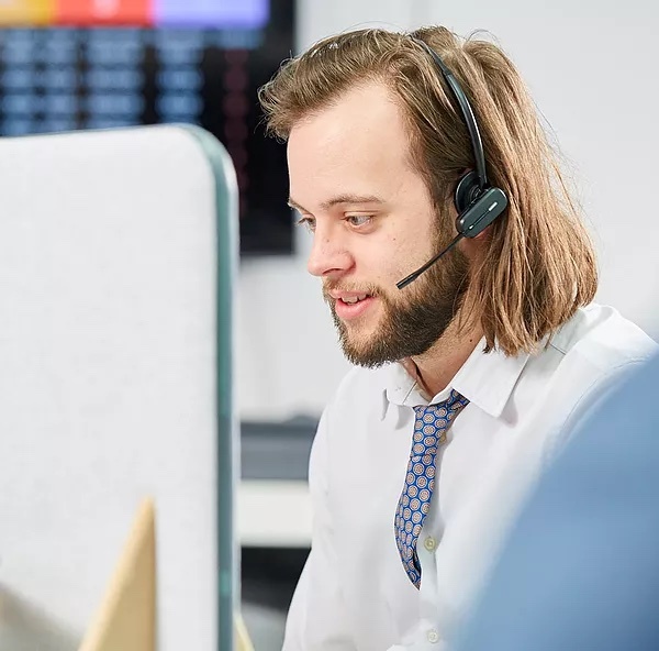 Dynamic Medical customer service rep on telephone
