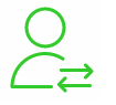 Bidirectional arrows overlaid on a person icon.