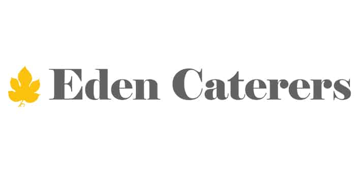 Logo for Eden Caterers, London. Displaying their leaf brand image.