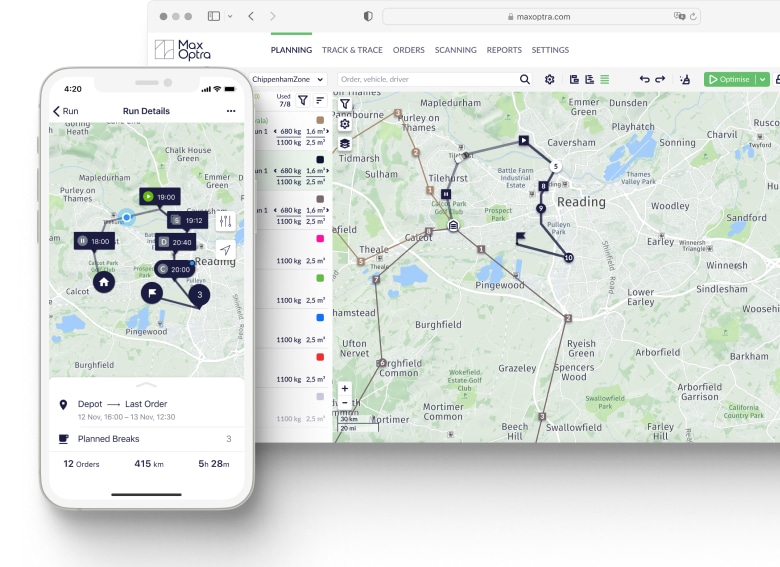 Image of MaxOptra route optimisation system