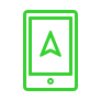 Smartphone icon with navigation arrow on the screen.