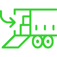 Icon showing an open truck with boxes stacked inside, and an arrow pointing into it.