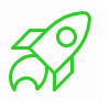 Rocketship icon in green
